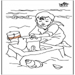 Ausmalbilder für Kinder - Kind am Meer