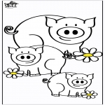 Ausmalbilder Tiere - Schweine 4